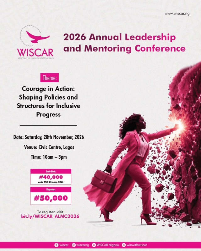ALMC 2026 conference poster: Courage in Action, 28 November 2026, Civic Centre Lagos